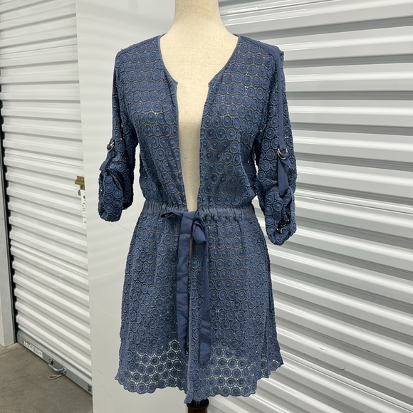 Vintage Vivienne Tam Crochet Lace  Adjustable Long Cardigan Dress n Pockets - S - Picture 3 of 16